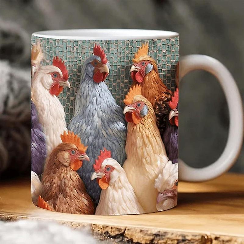 Hühnerbecher, 3D-Effekt Hühnerbecher, Lustige Hühnerkaffeetasse, Hahn Kaffeetassen, Bester Weihnachtsgi