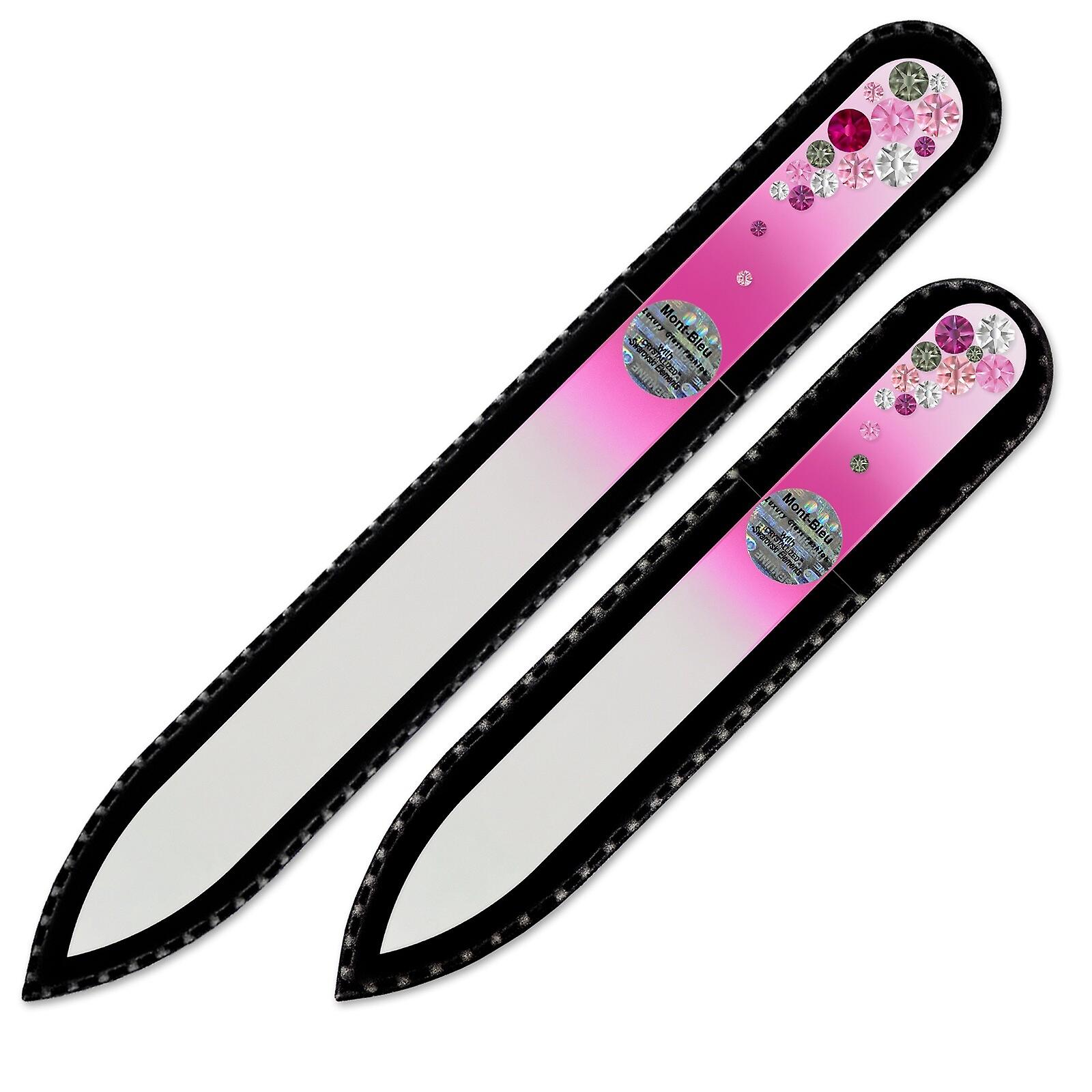 Set of 2 Czech Color Glass Nail Files with crystals BC-MS - Pink