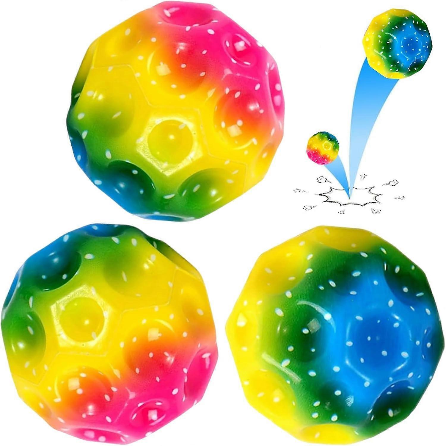 Pack of 3 Rainbow Moon Ball, Bounce Ball, Astro Jump Ball, Space Moon Ball, Water Games on Trampoline Play, Lava Ball, Rubber Ball, Flash Ball, Intera