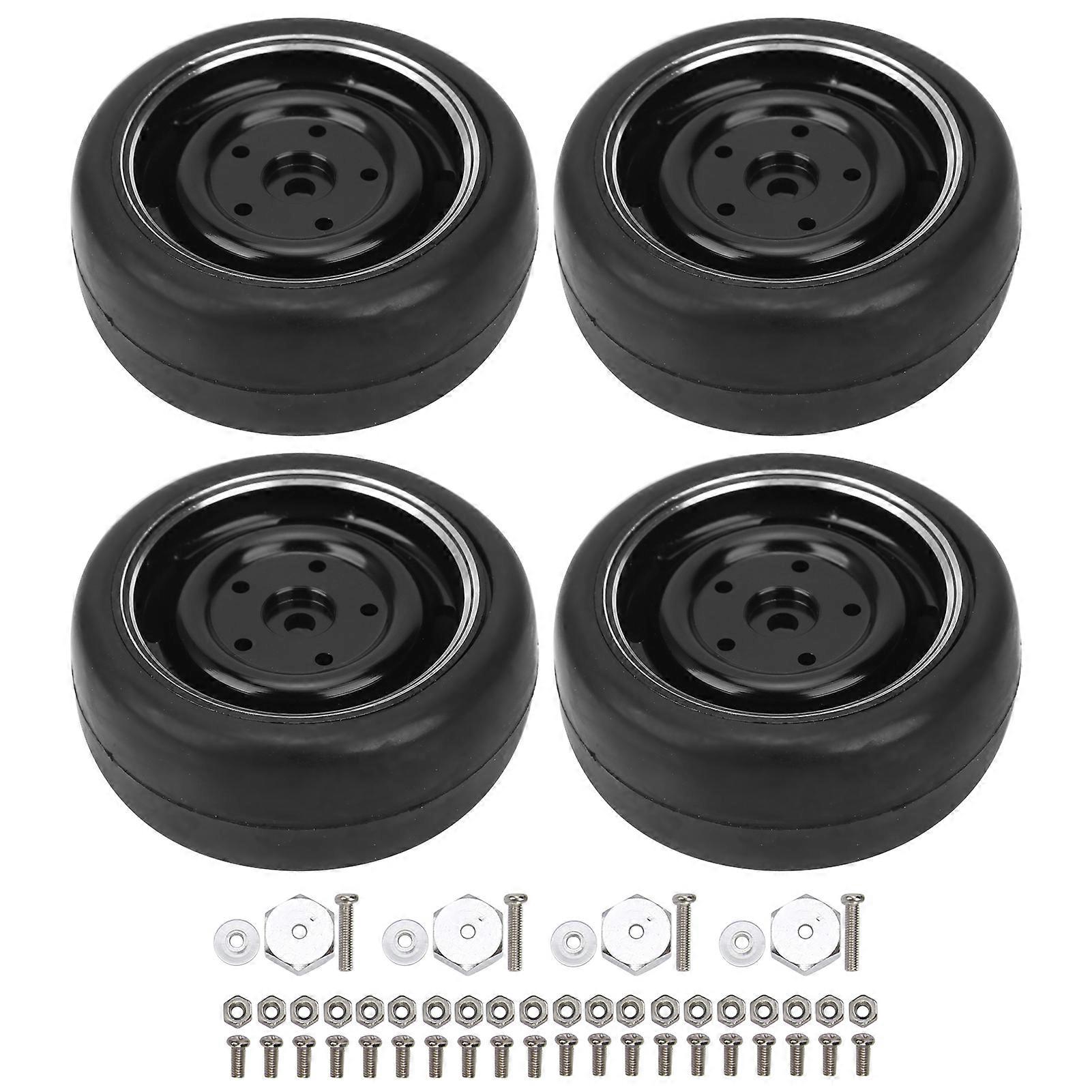 4Pcs 63MM Remote Control Metal Wheel Hub Soft Tires with Adapter for WPL D12 RC Truck