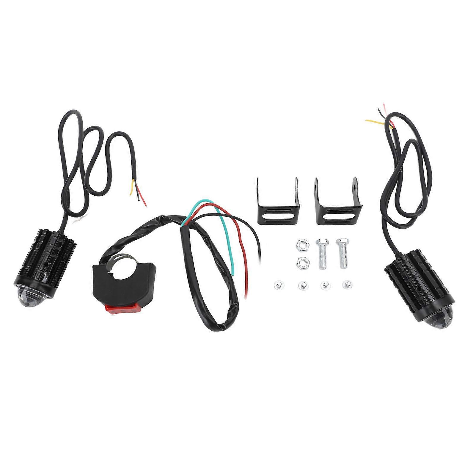 2Pcs Motorcycle LED Spotlight Waterproof Yellow White High Low Beam Spot Lamp 8 to 80V E2U711