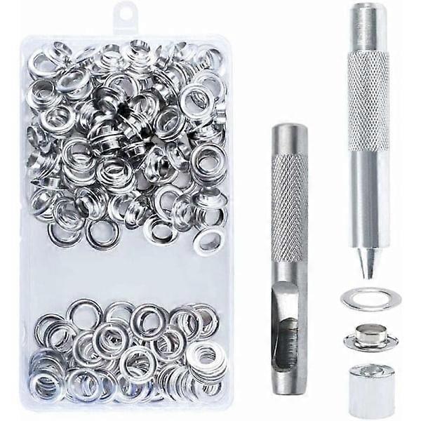 100 pcs Eyelet Kit - 14mm Metal Eyelets with Tool - Durable and Easy to Use for Crafts and DIY Projects