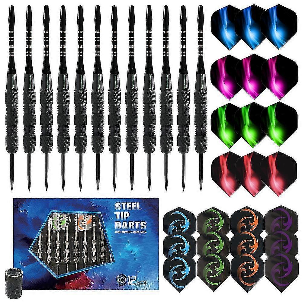 Set van 12 stuks darts - 20 gram darts set met rvs tip zwart