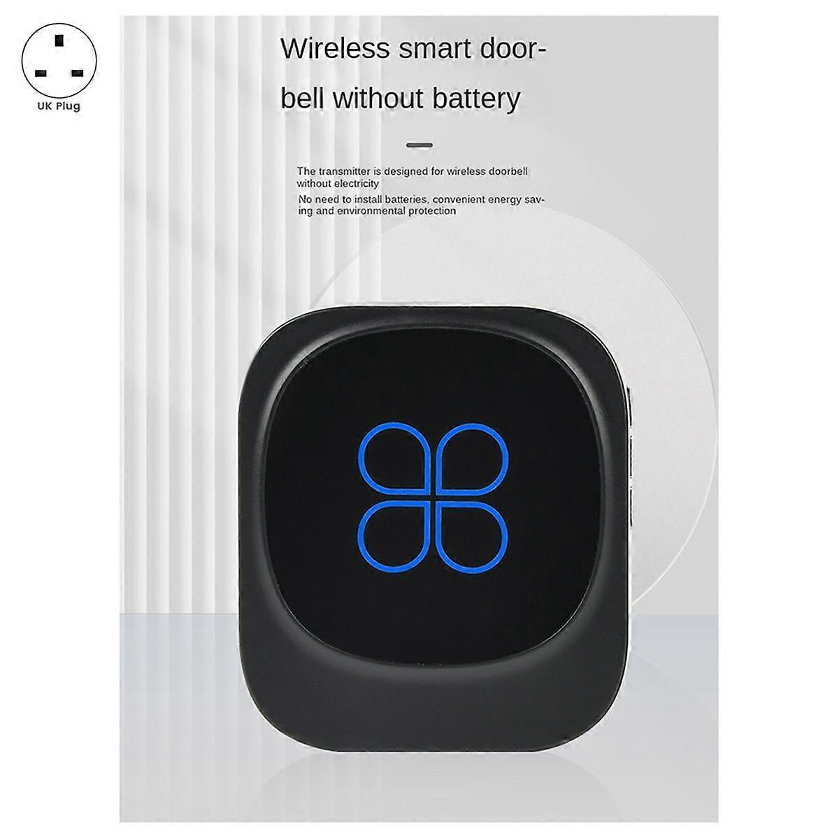 UK Plug Waterproof Smart Doorbell Wireless Doorbell IP68 Home Door Bell Intelligent 38 Songs 4-Level Volume Control