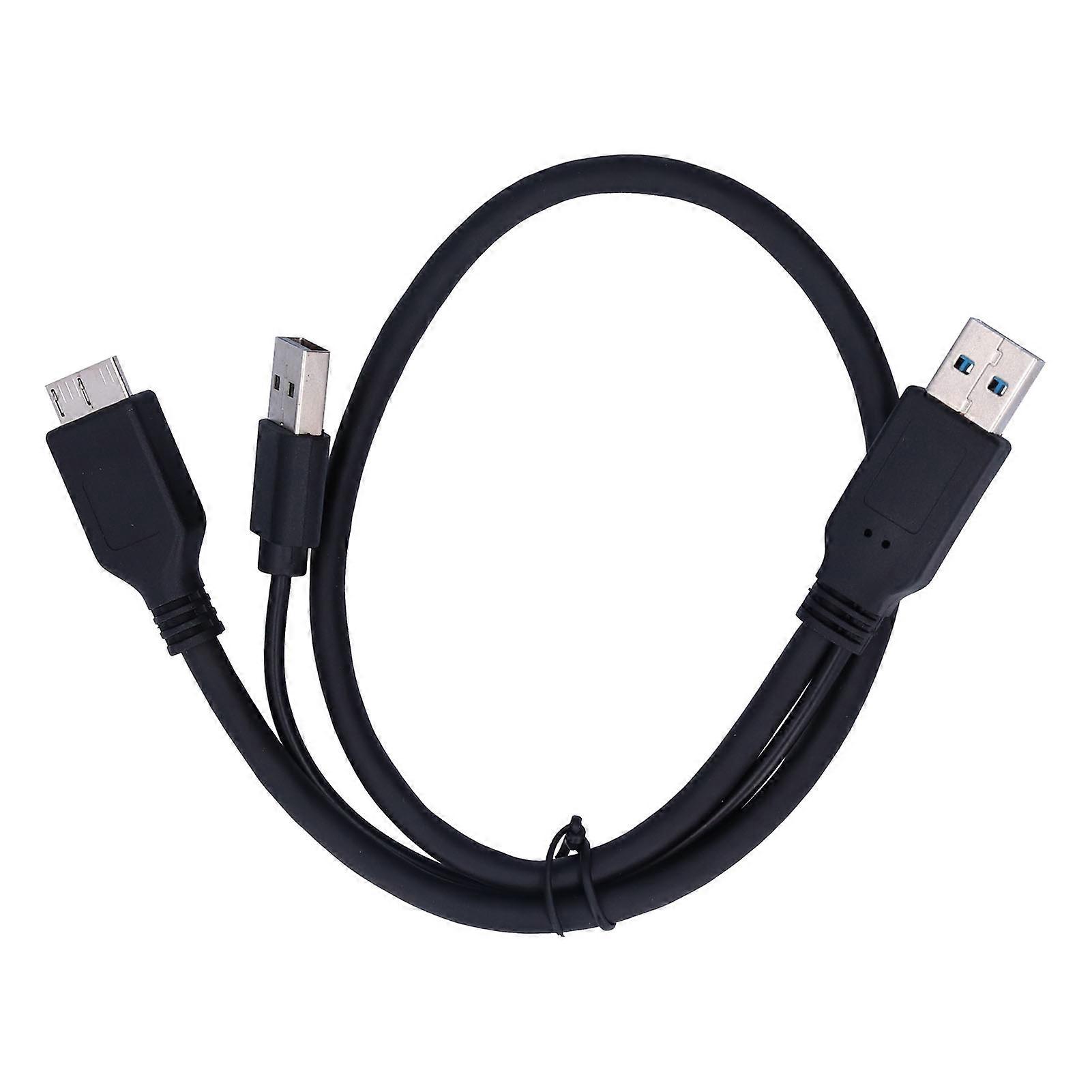 Power Data Cable USB-A to USB 2.0 Micro B Y Type Male to Male for Mobile Hard Disk Black