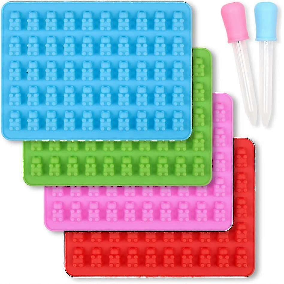4pcs Molde de Urso de Goma de Silicone Com 2 Conta-gotas-C16