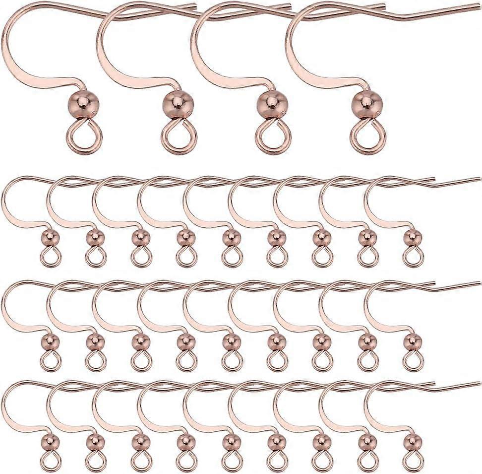 1 Box 100Pcs Stainless Steel Earring Hooks Rose Gold Fish Hook Ear Wires Hypoallergenic Earring Findings Bulk French Hook Earring Wires with Openable