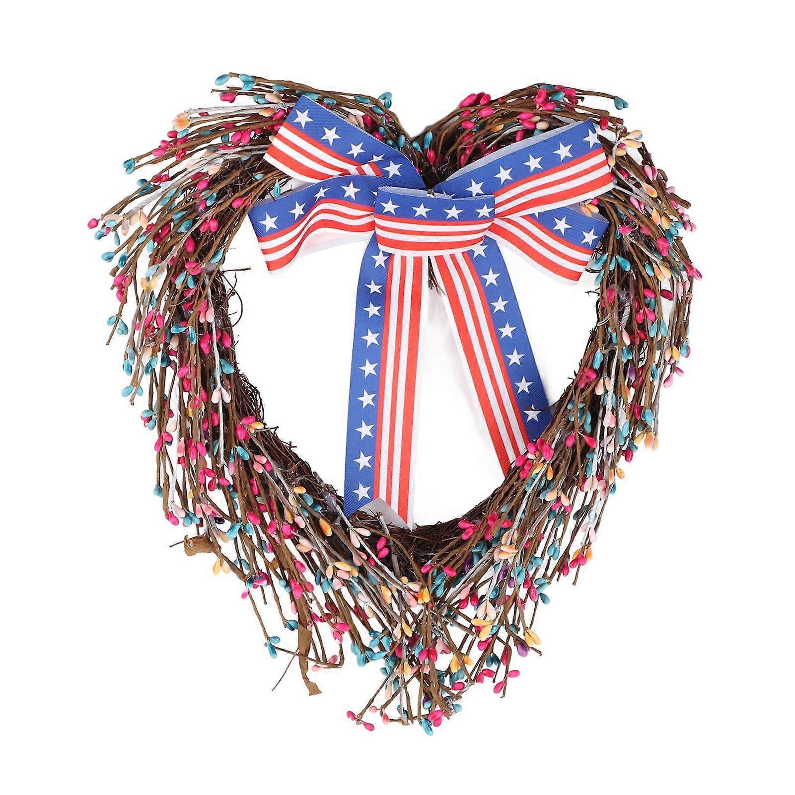 独立記念日リースハート赤白青ベリードアハンギングオーナメントリース
