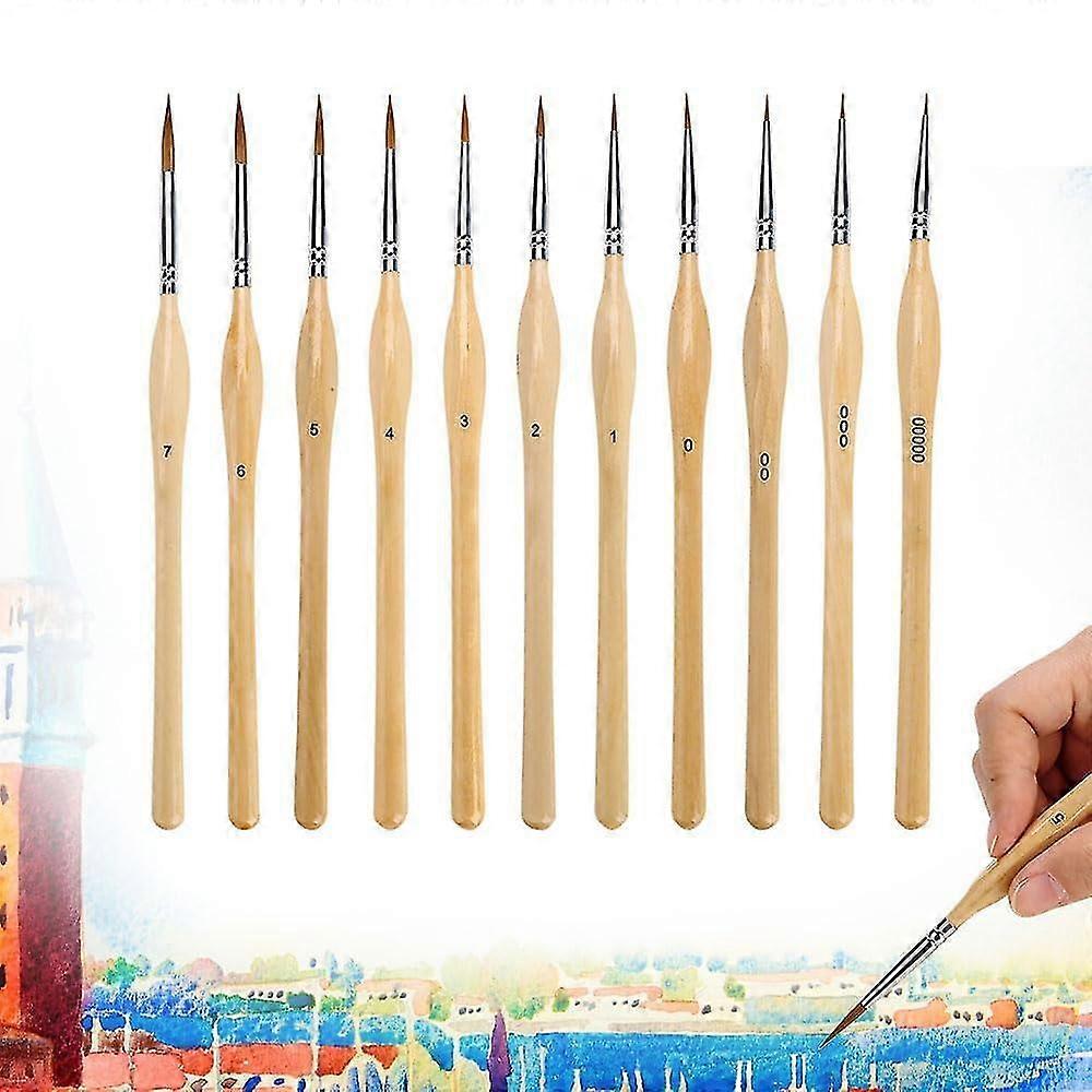 11Pcs Art Paint Brush Set, Professional Miniature Fine Detail Brushes