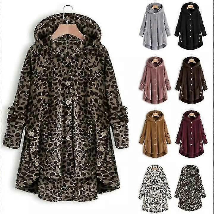 Long Plush Coat Women's Solid Color Hooded Button Knit Loose Long Sleeves Long Thick Sweater
