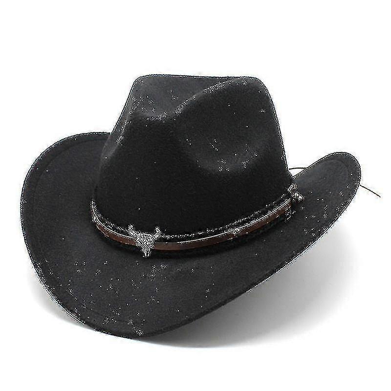 Pureh Cowboy Top Hat Felt Hat Red Black