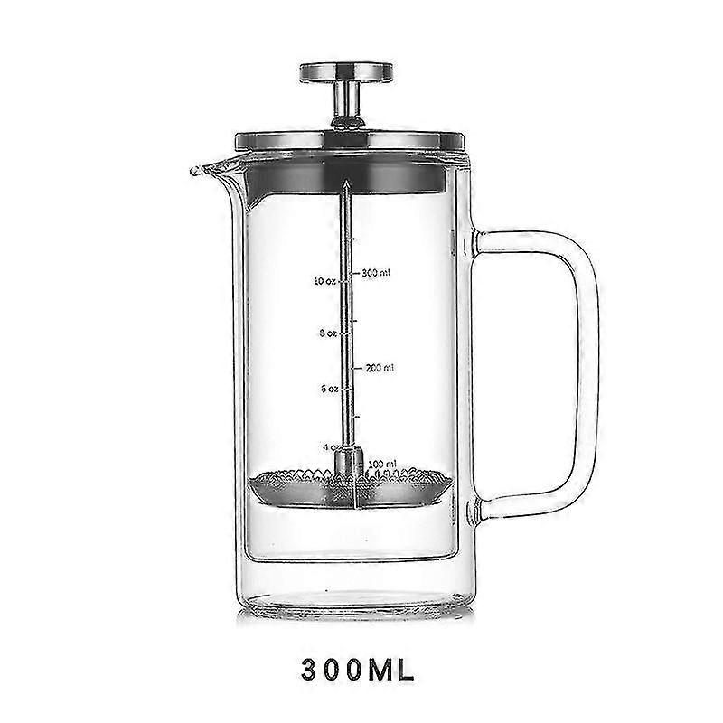 Double-layer Glass Coffee Maker Press Pot Press Filter Graduated Coffee Pot Straight Glass Material
