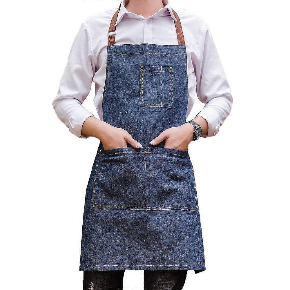 2025,unisex adjustable multi-pocket denim apron, suitable for chef's kitchen barbecue and studio
