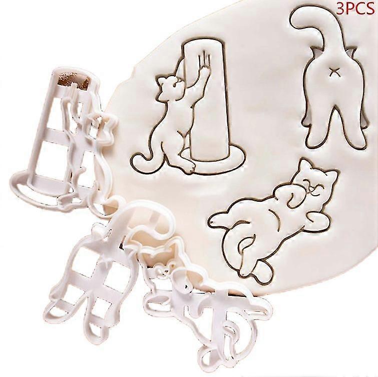 1/3pcs Cat Cookie Cutters Kitty Butt Shape Diy Biscuit Cookie Mold Stamp Bakeware Hfmqv