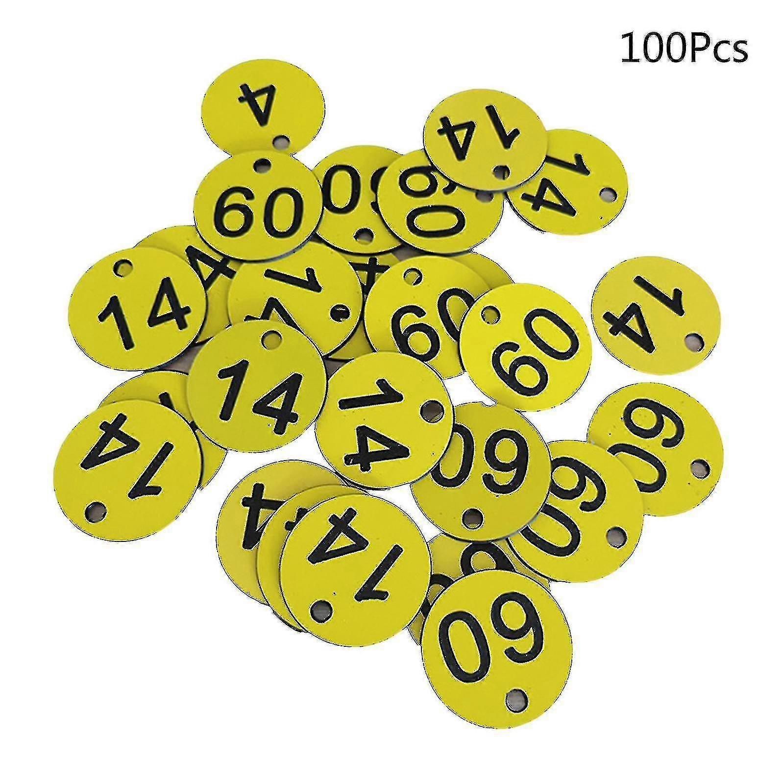 100ks plastových identifikačných čísel štítkov 1-100 gravírovaných identifikačných čísel Štítok farebný pre kľúčenku Feng-In pažba