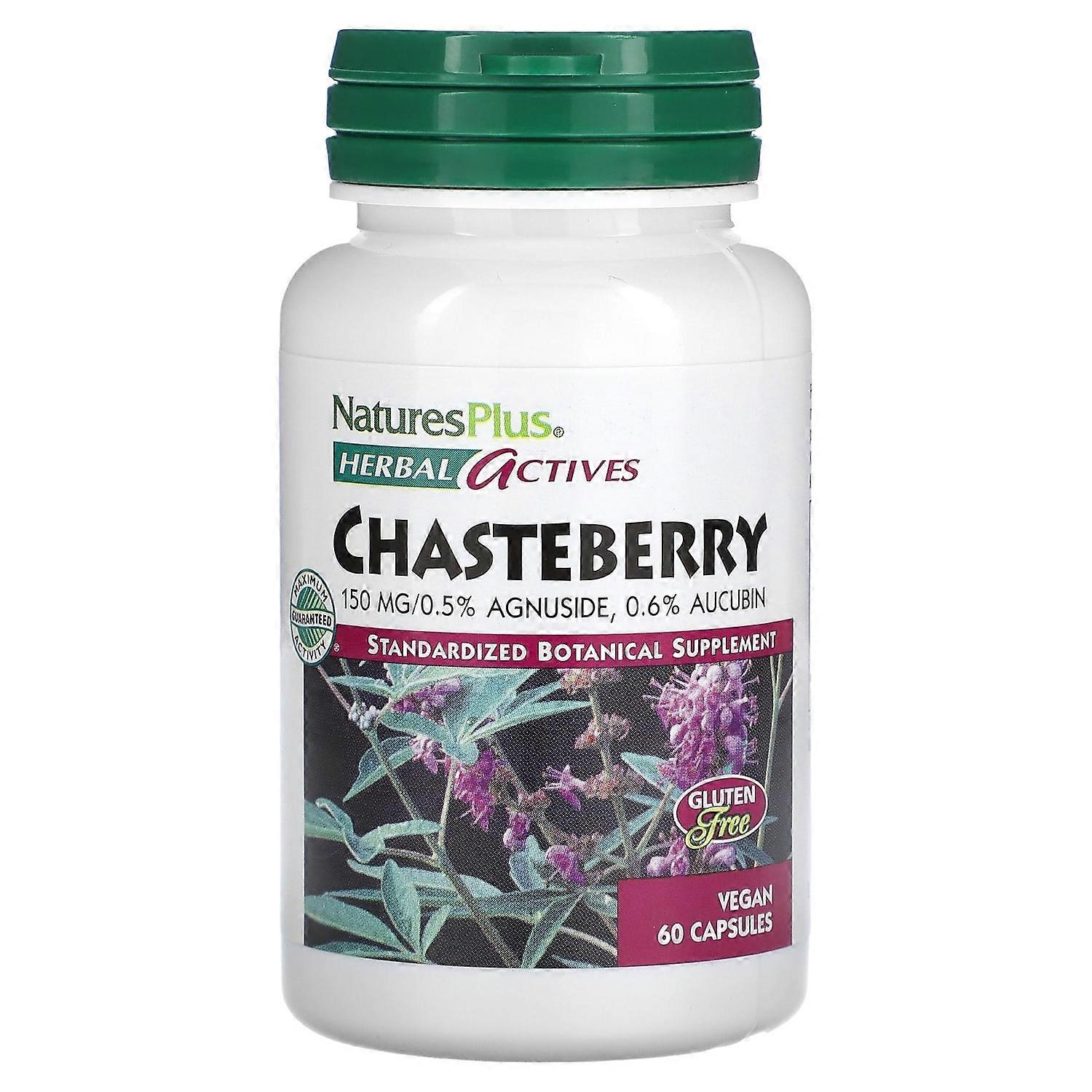 NaturesPlus, Herbal Actives, Chasteberry, 150 mg, 60 Vegan Capsules