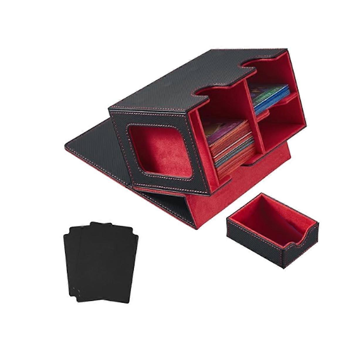 Card Deck Box Card Display with Dice Tray Deck Box Deck Box Holding 160+ Trading Card Storage Box Deck Box Red