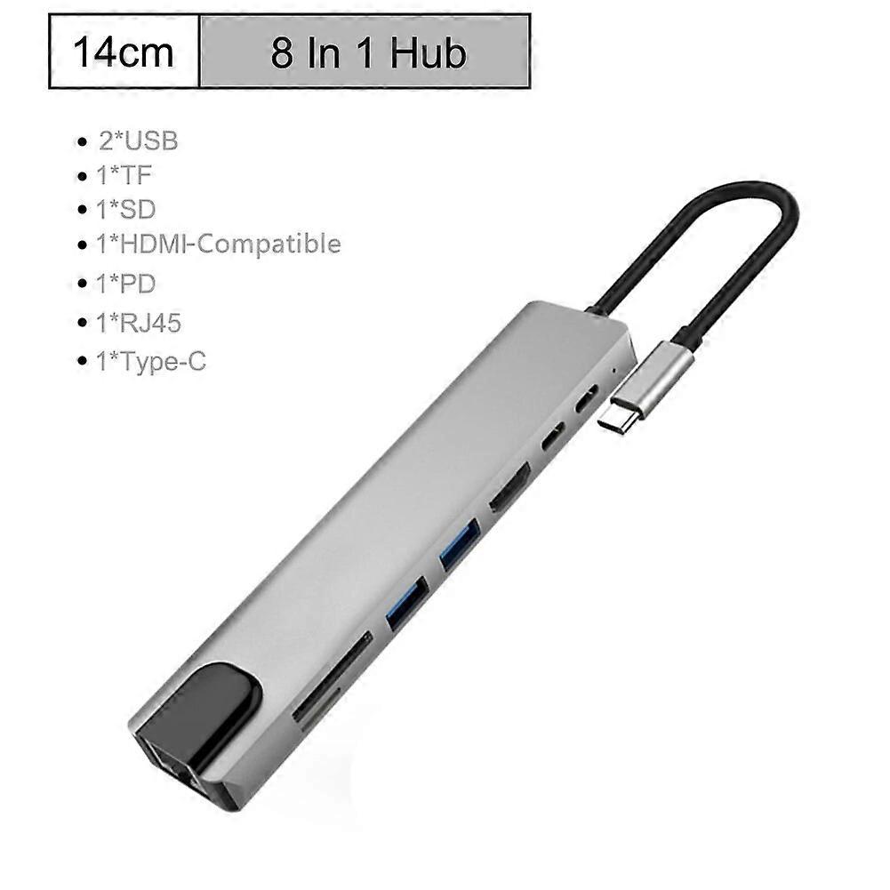 Nku USB C Dock Type C Thunderbolt 3 To 4K HDMI Compatible TFSD USB RJ45 Ethernet Lan PD Charging 8 Port Hub Splitter for Macbook