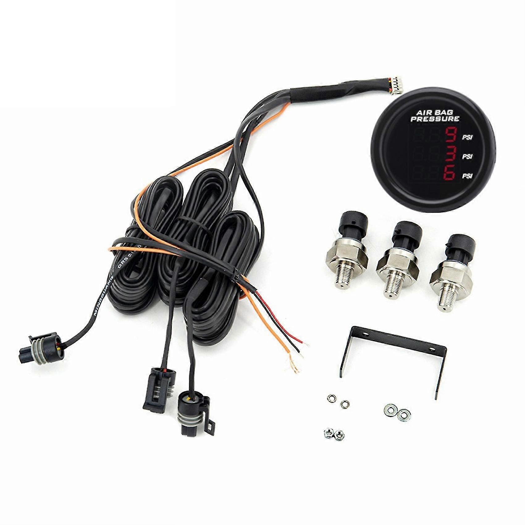 Air Pressure Gauge With 1/8npt Electrical Sensors Red Led 5meters