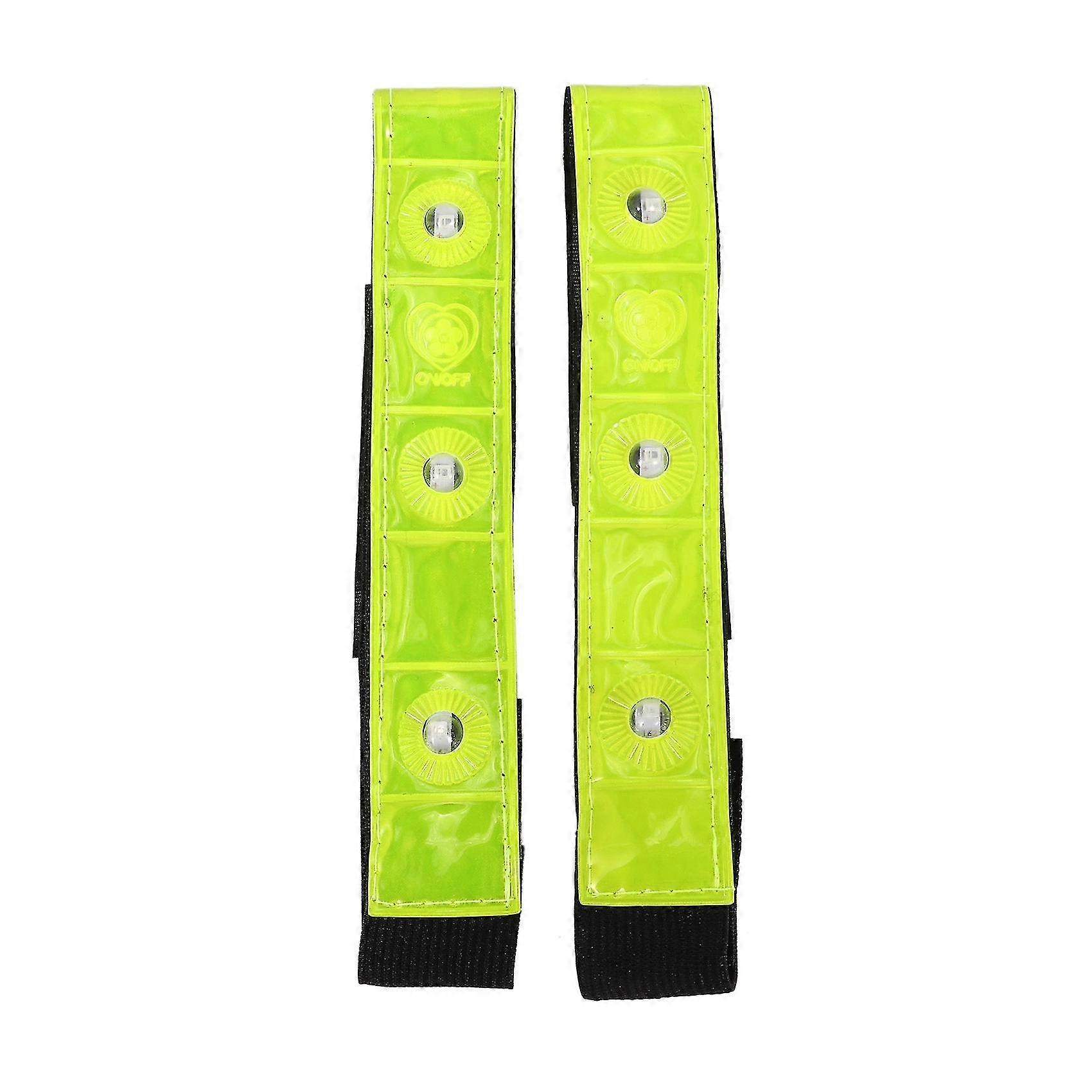 2 X Reflective Band Arm Leg Strap Belt 4 Led Light Cycling Running Jogging