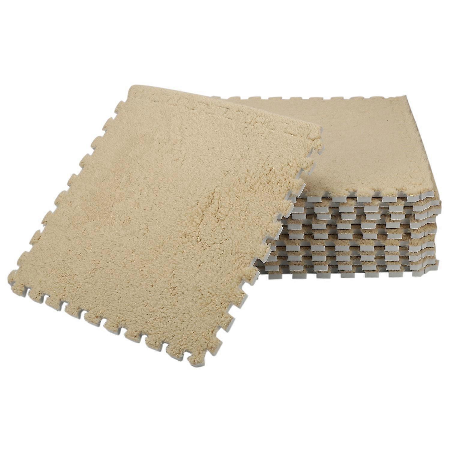 10 Piece Foam Fuzzy Mat Flooring Fluffy Carpet Tiles for Kids - perfect for Nursery DCor, Baby Roo