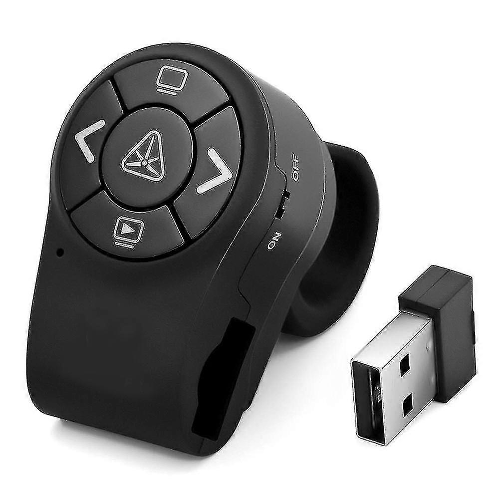 Wireless Presenter Rf 2.4g Finger Ring Remote Powerpoint Slides Clicker Pen Rechargeable