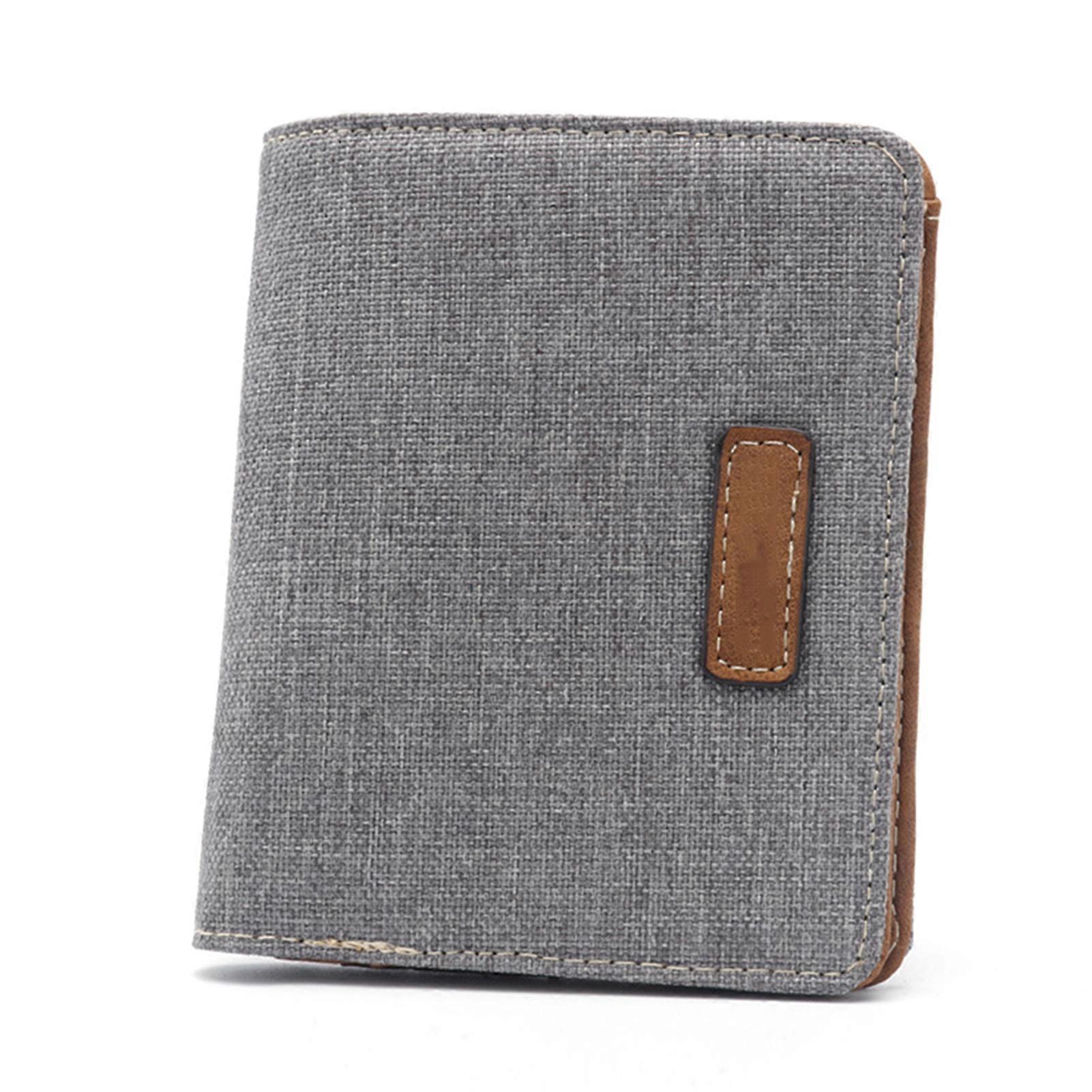 Men\'s Short Canvas Wallet Japanese Korean Version Casual Retro Money Clip Horizontal Slim Card