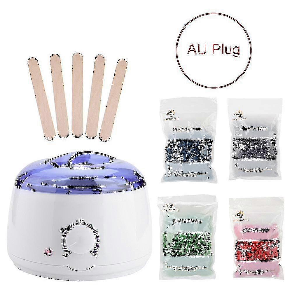 وعاء الشمع الكهربائي Er Kit + 400 جرام حبوب الشمع + 5 قطع ملاعق مزيل الشعر