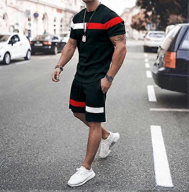 2024 الصيف Loungewear الرجال تي شيرت رقيقة والسراويل الرياضية جولة الرقبة اللياقة البدنية بدلة الزي مجموعة