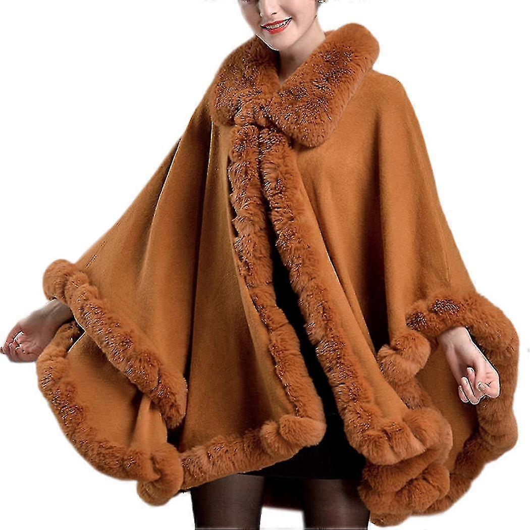 Womens Winter Cape Wrap Elegant Overcoat