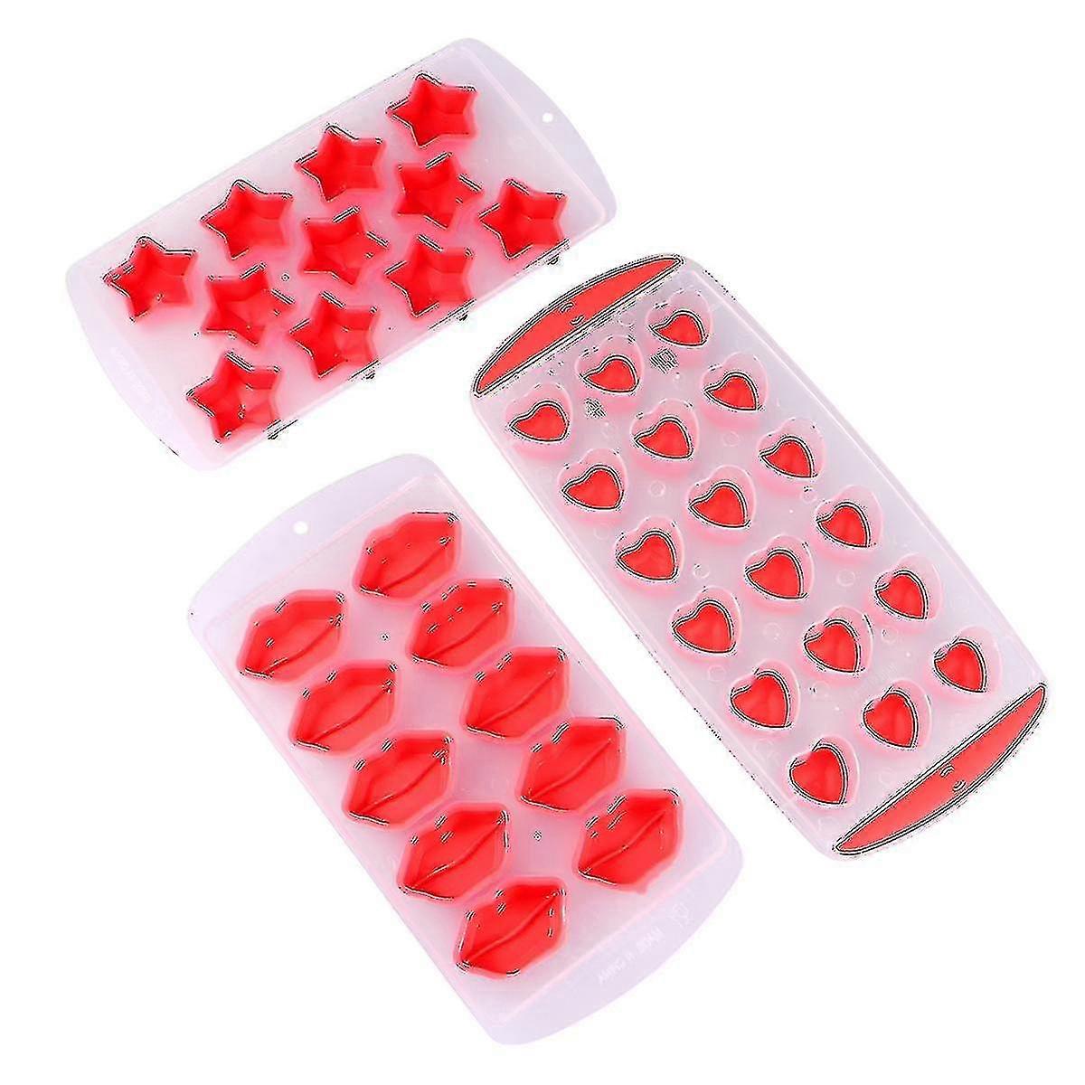 87 Grids Silicone Ice Making Mold Kitchen Ice Box Mold Creative Ice Maker Grid (18 Grids Heart, 10 Grids Lip, 11 Grids Star, 18 Grids Plum Blossom, 12