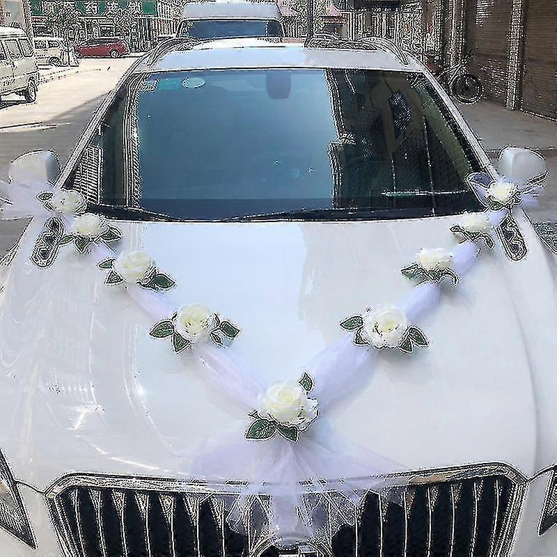 Wedding Car Flower Plate Ribbon Bows Set Ornament Supplies Party Events Scrollsqy