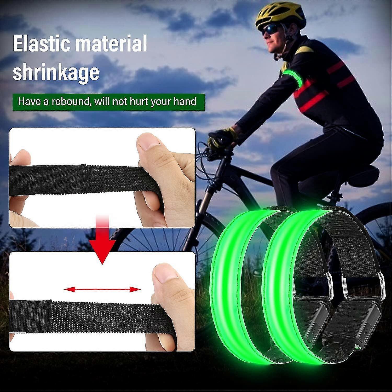 4 Pack Usb Rechargeable Led Light Wristbands, Reflective Led Running Wristband, Adjustable Flashing Band