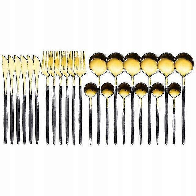 Spoon Fork Table Knife Set 24 Cutlery Flatware Stainless Steel(size:b)