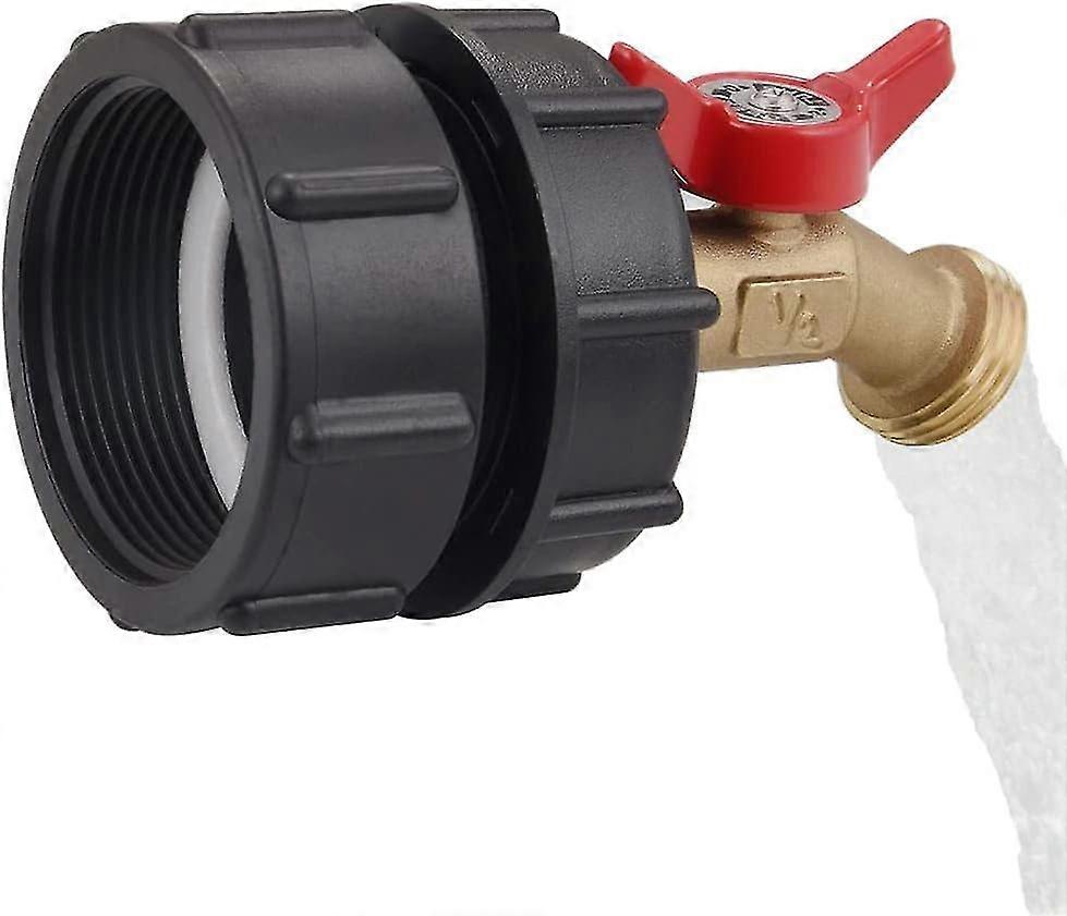 Brand New 275-330 Gallon IBC Tote Tank Adapter 2" Fine Thread - 1/2" Male NPT Inlet 3/4" Male GHT Outlet, Br 2030