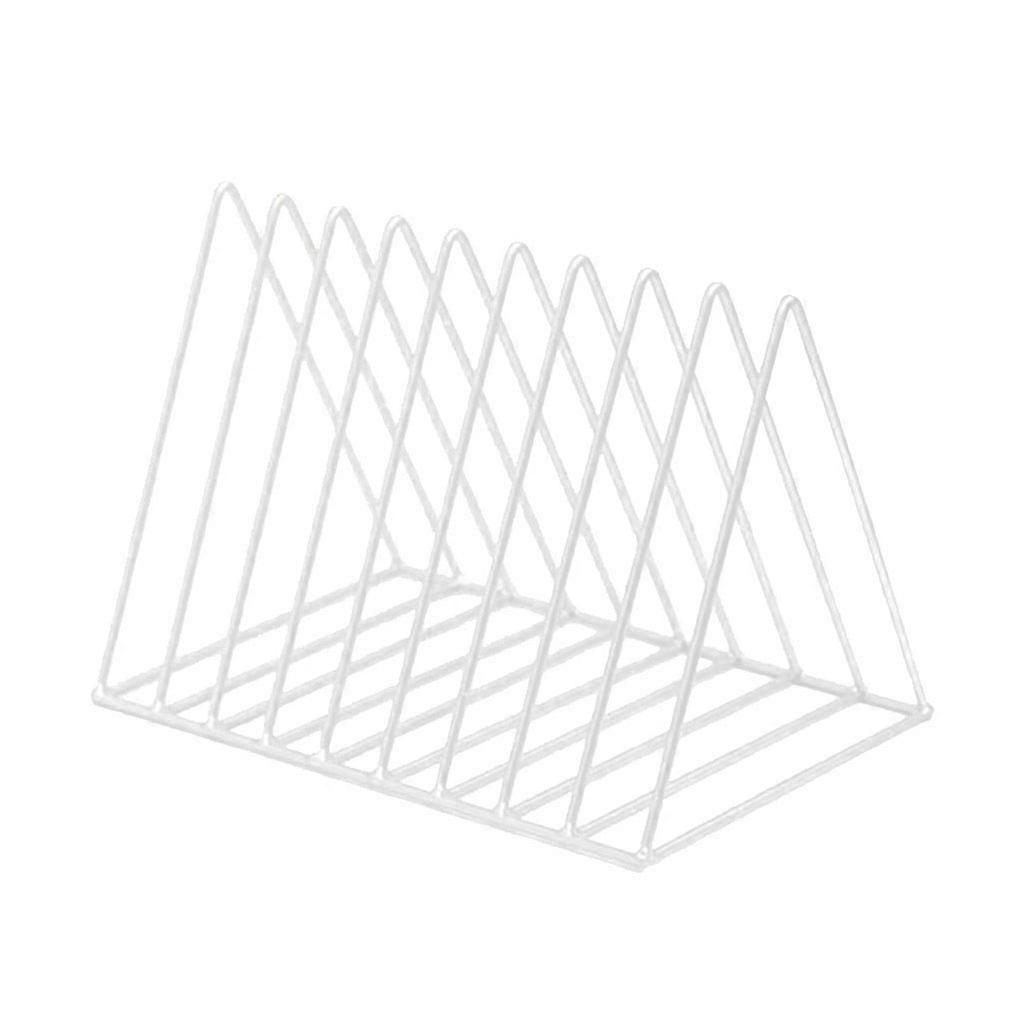 金属製デスクトップ収納ブックラックマガジン新聞ホルダーホワイトL