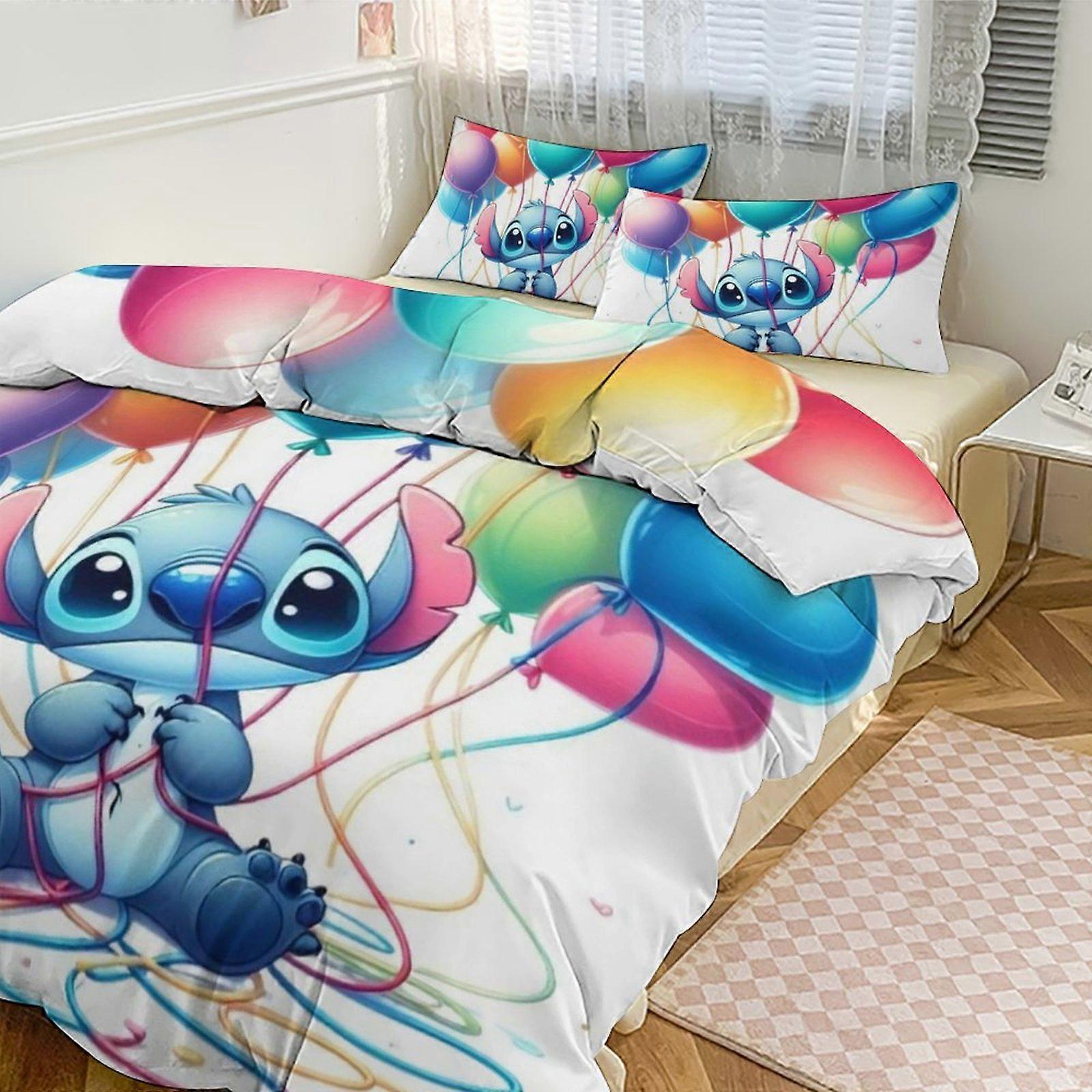 Ez154 Stitch Print Bedding Set Pattern Duvet Cove Set 3 pezzi 1 copripiumino e 2 federe per donna uomo adolescenti Più taglie tra cui scegliere IU154