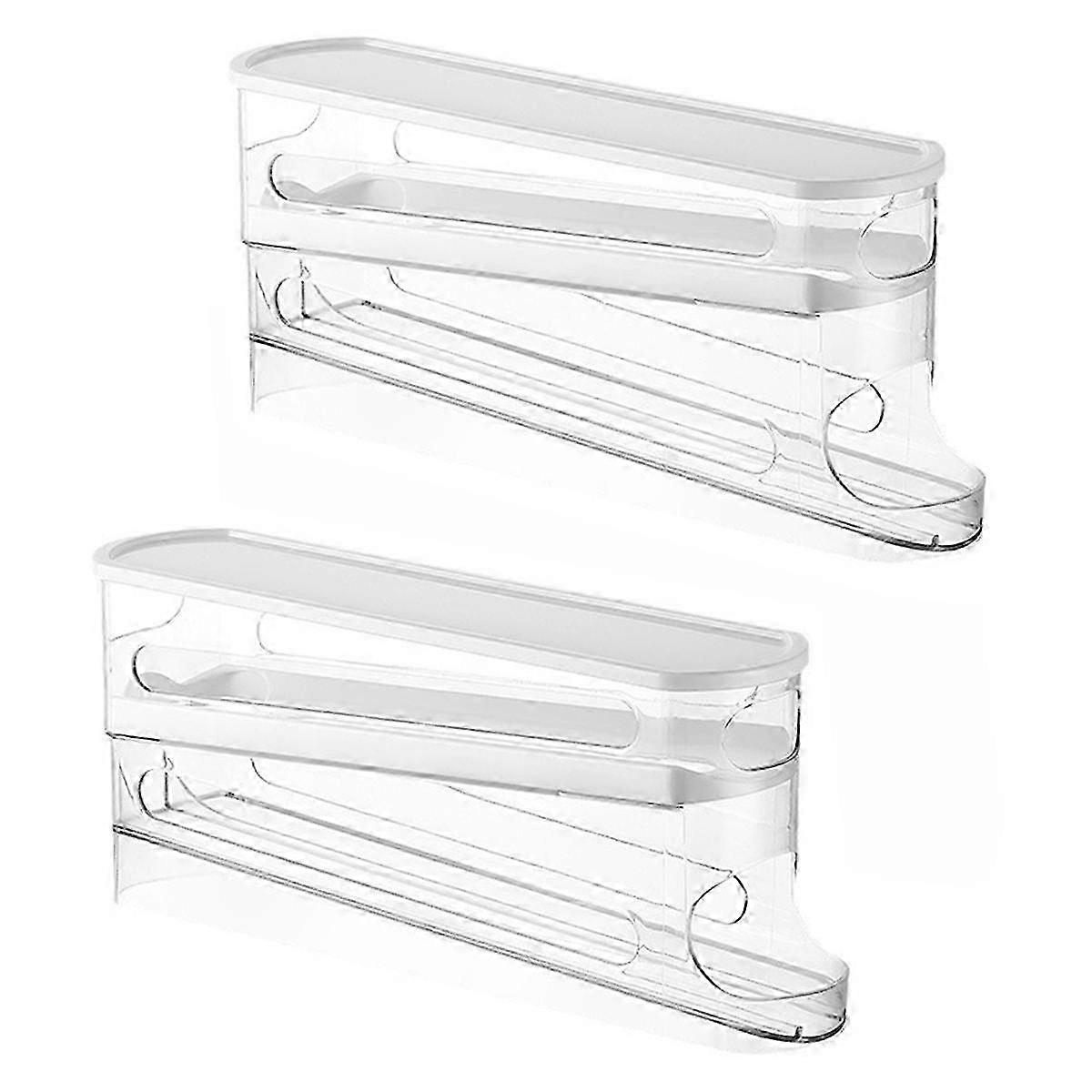 2 PCS Egg Holder for Fridge Automatic Rolling Egg Dispenser for Refrigerator Egg Container for Refr