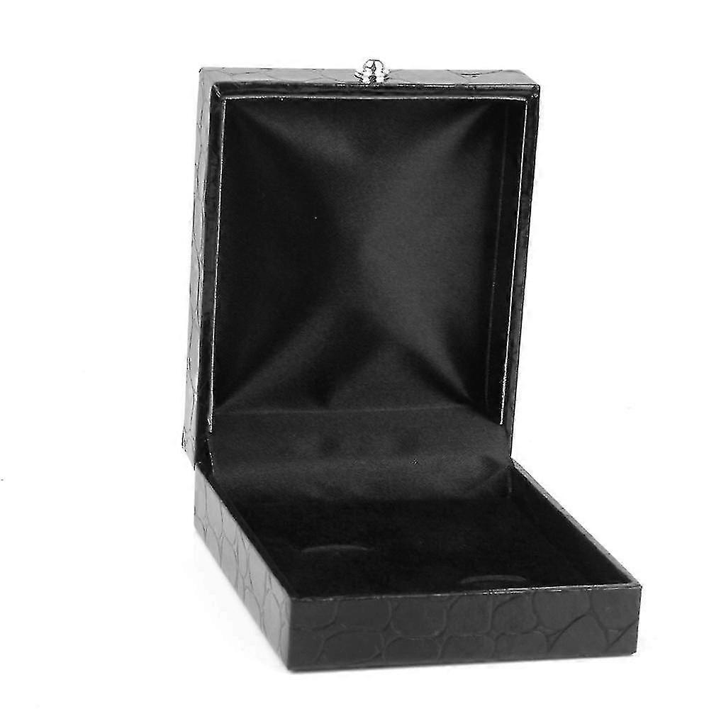 Schwarze PU-Leder Krawattenklammer Manschettenknöpfe Aufbewahrung Geschenkbox Fall Display