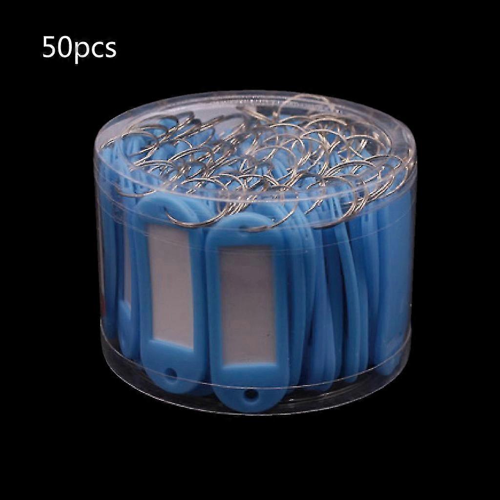 50pcs Plastic For Key Tags Metal Ring Luggage Name Label Keychain Split Rings