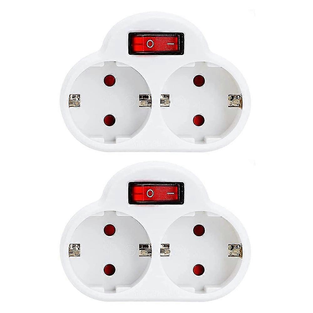 2pcs Socket Adapter With Switch, 250v/16a 3680w Portable Sockets Wall Plate Socket For Office, Home