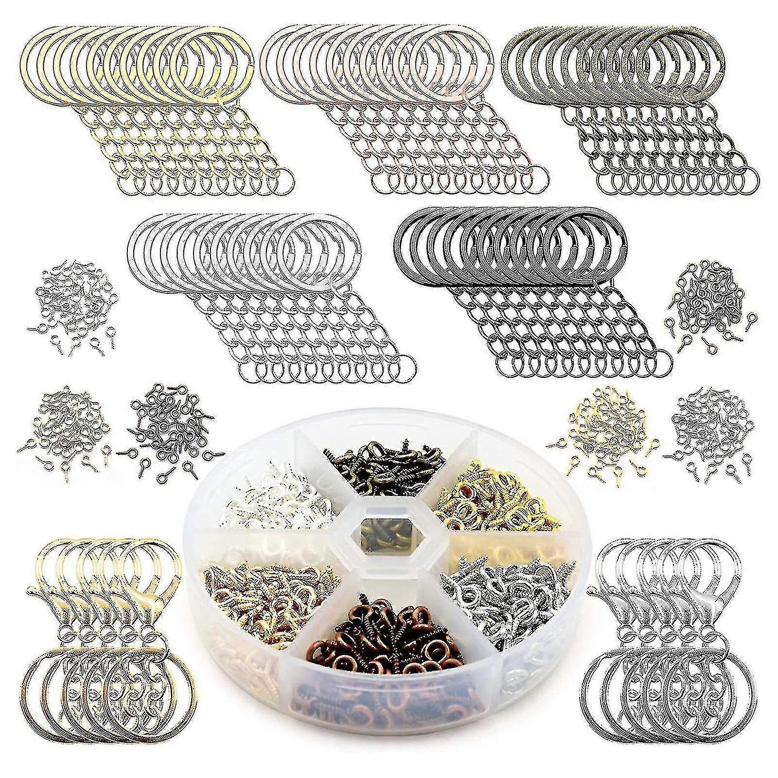 660pcs Colored Compatible With Key Chain Rings With Chain And Jump Ring Screw Eye Pins Diy
