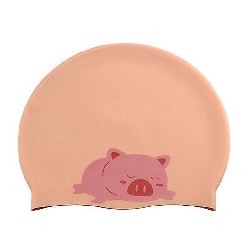 Leuke Cartoon Print Siliconen Badmuts, Spec: Roze Varken