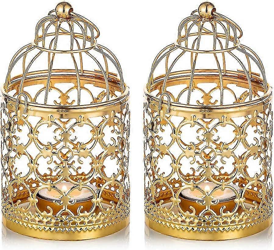 2pcs Small Metal Hanging Lantern, Gold