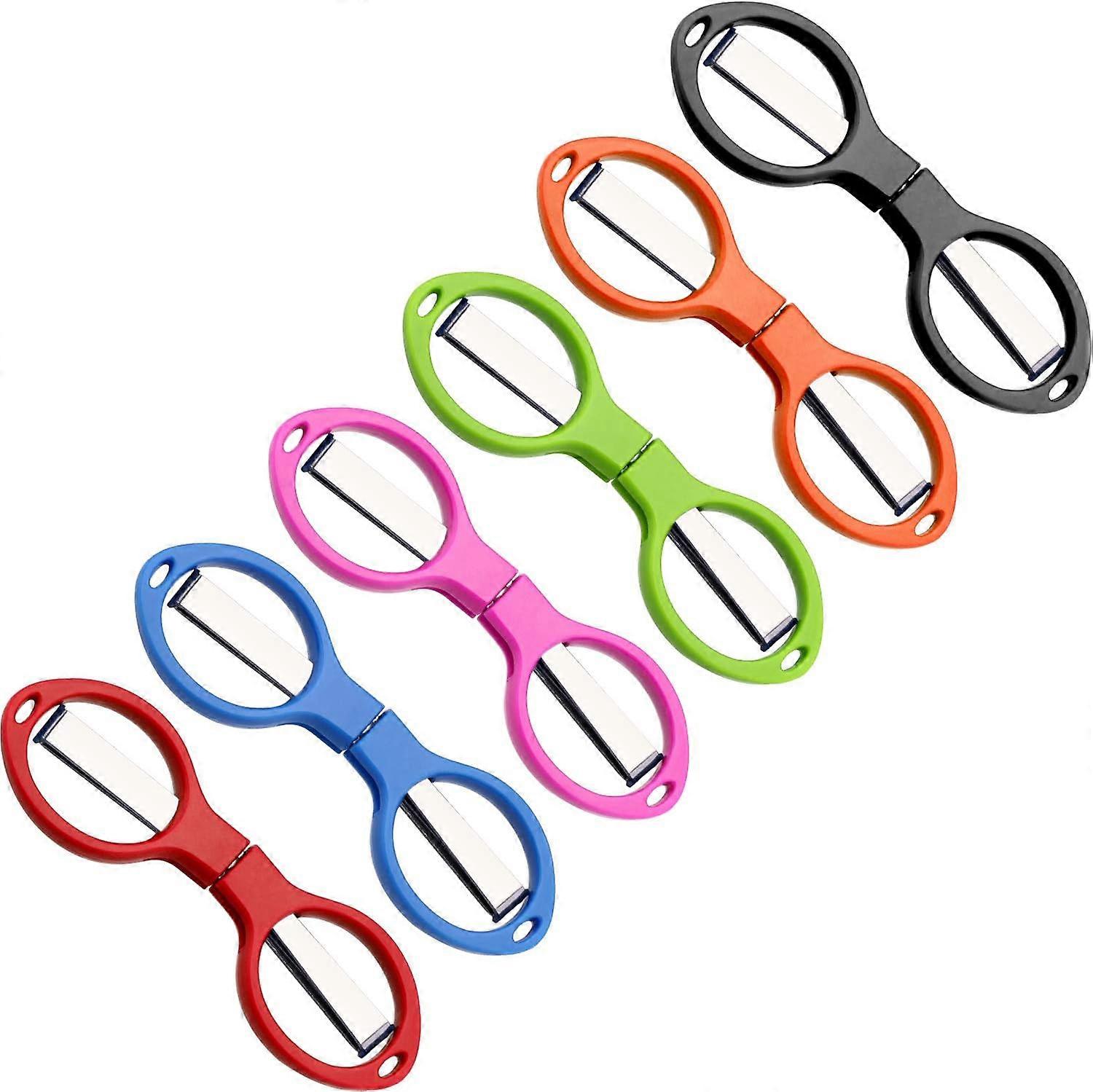 6-Pack Folding Scissors - Stainless Steel Glasses-Shaped Mini Shears
