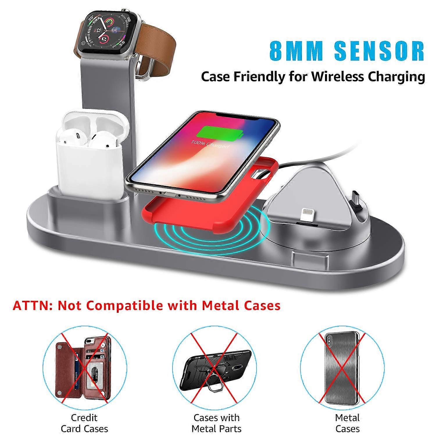Inductive charging station, 18w foldable 4 in 1 wireless charger