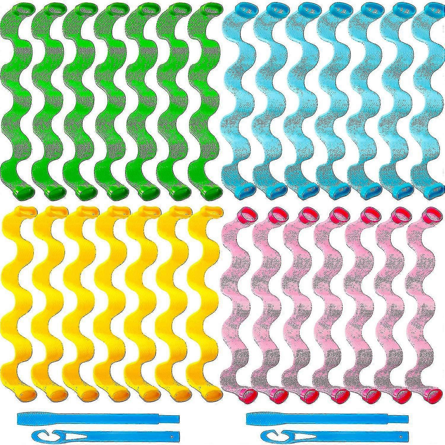 28pcs Hair Curlers, Spiral Hair Curlers For Long Hair, No Heat Curlers, Magic Curls With Styling Hooks WG
