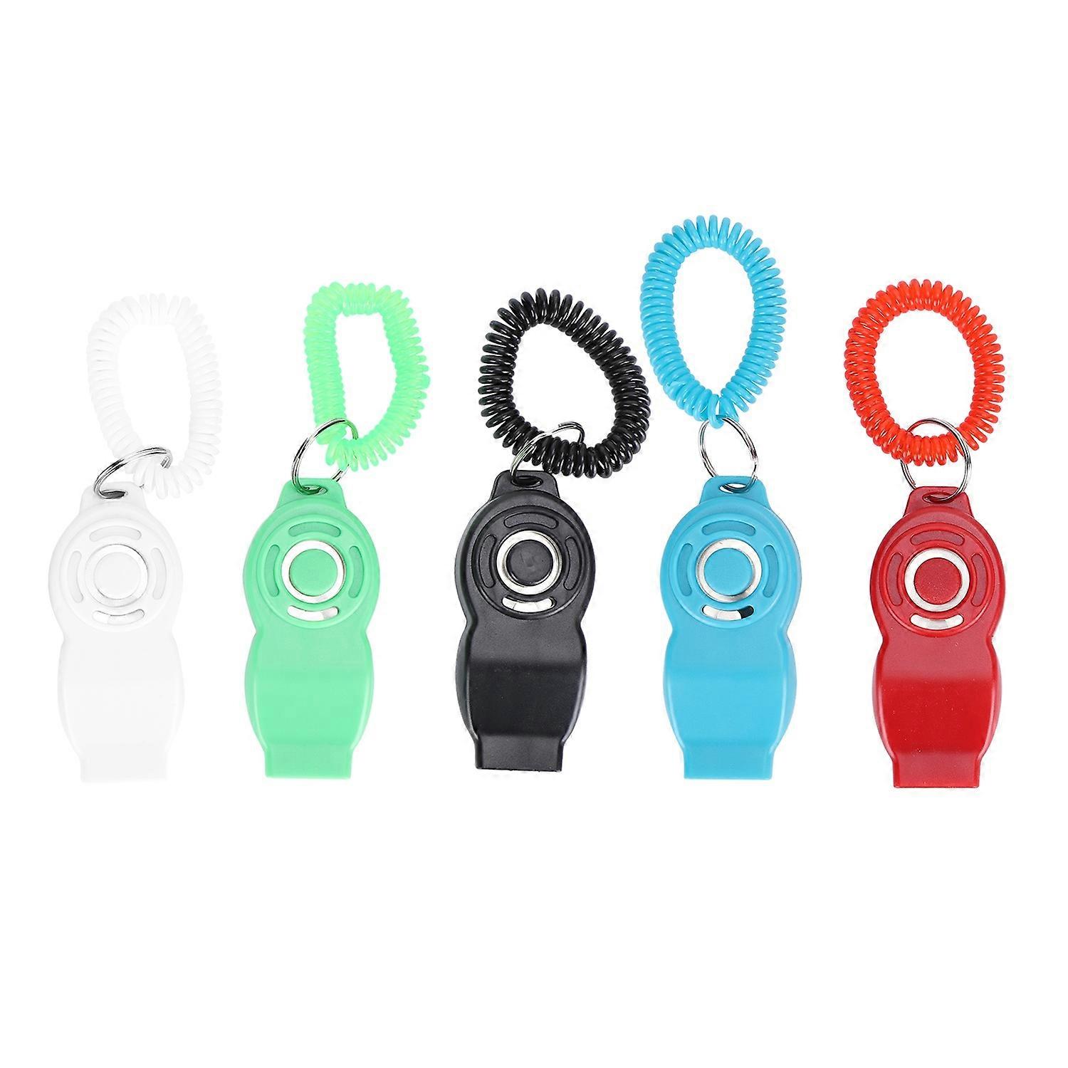 5PCS Portable 2 in 1 Dog Clickers Training Whistle with Wrist Strap Pet Training Tools