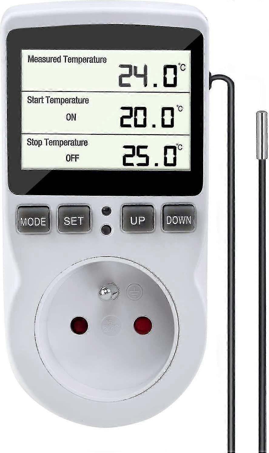 Thermostat Socket, Digital Temperature Regulator, Digital Programmable Socket With Probe, Programmable Digital Timer, Heating Thermostat Socket For Gr