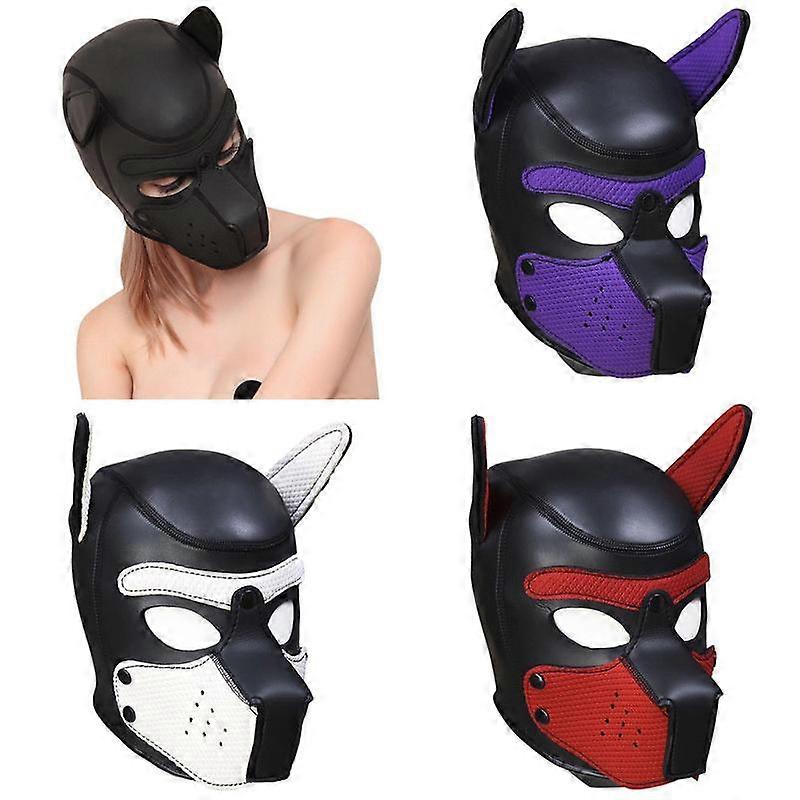 Cosplay Role Play Dog Mask cabeça cheia com orelhas macia acolchoada borracha neoprene filhote, 100% novo